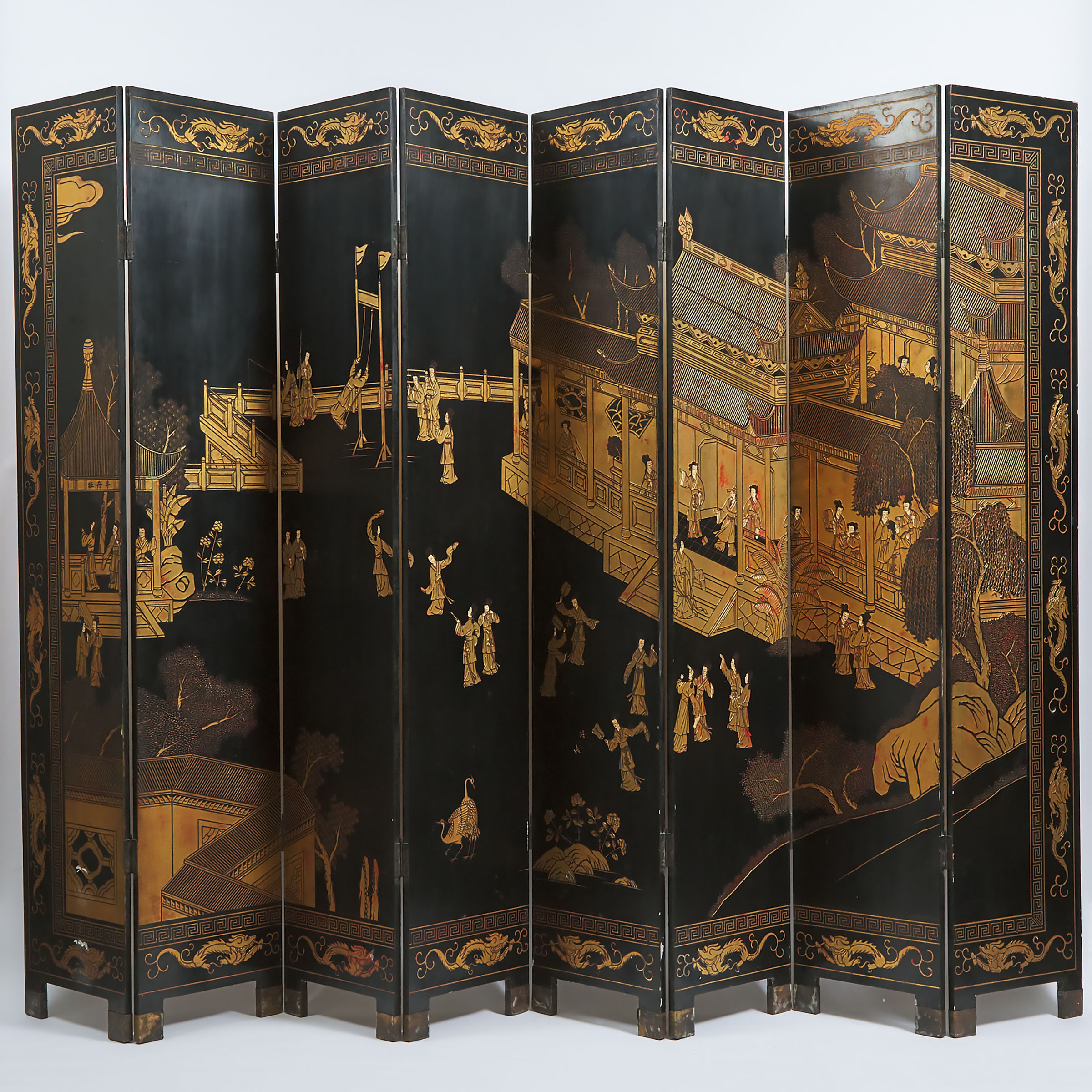 An Eight-Panel Coromandel Lacquer Screen, Early to Mid 20th Century