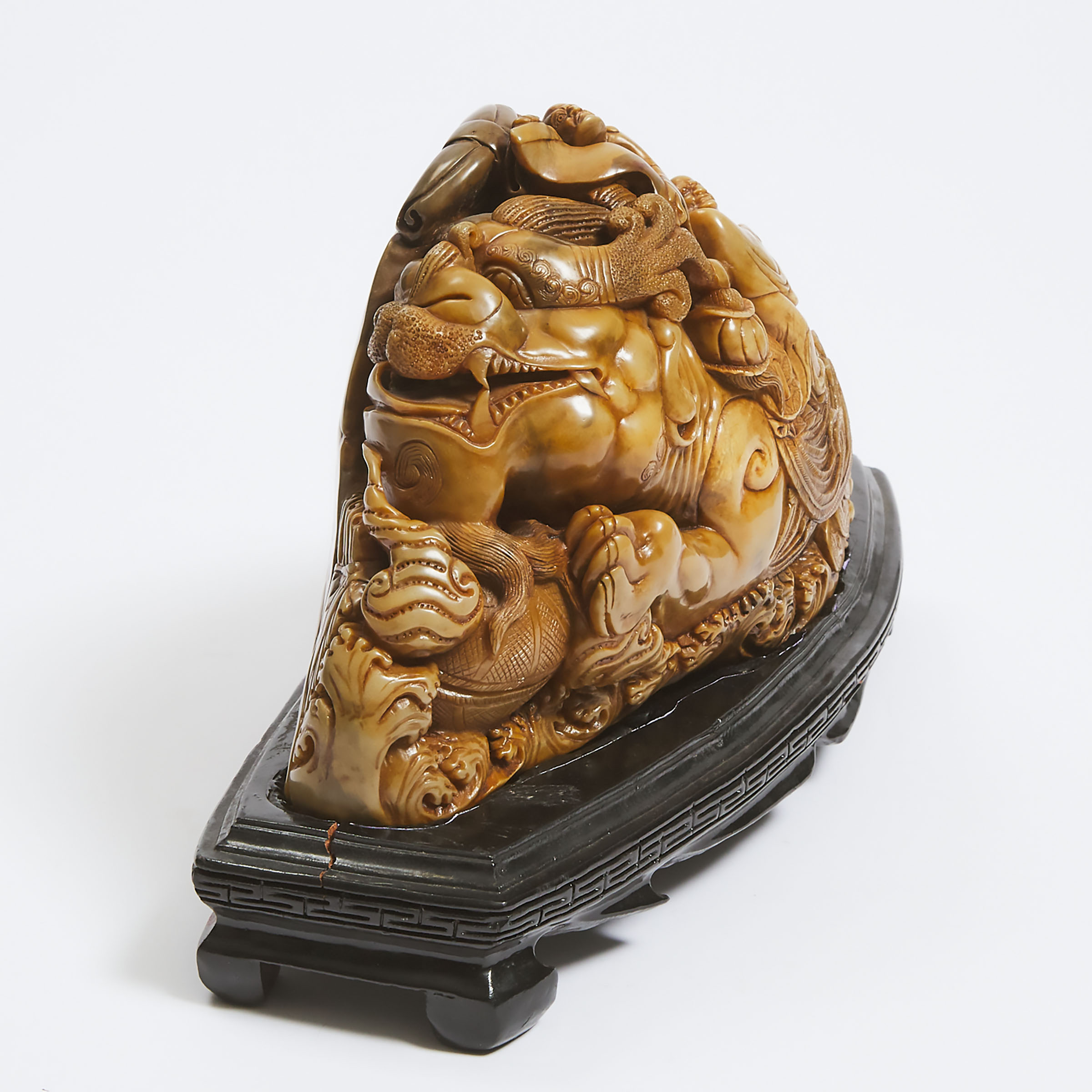 A Large Chinese Carved Soapstone Boulder, Mid 20th Century