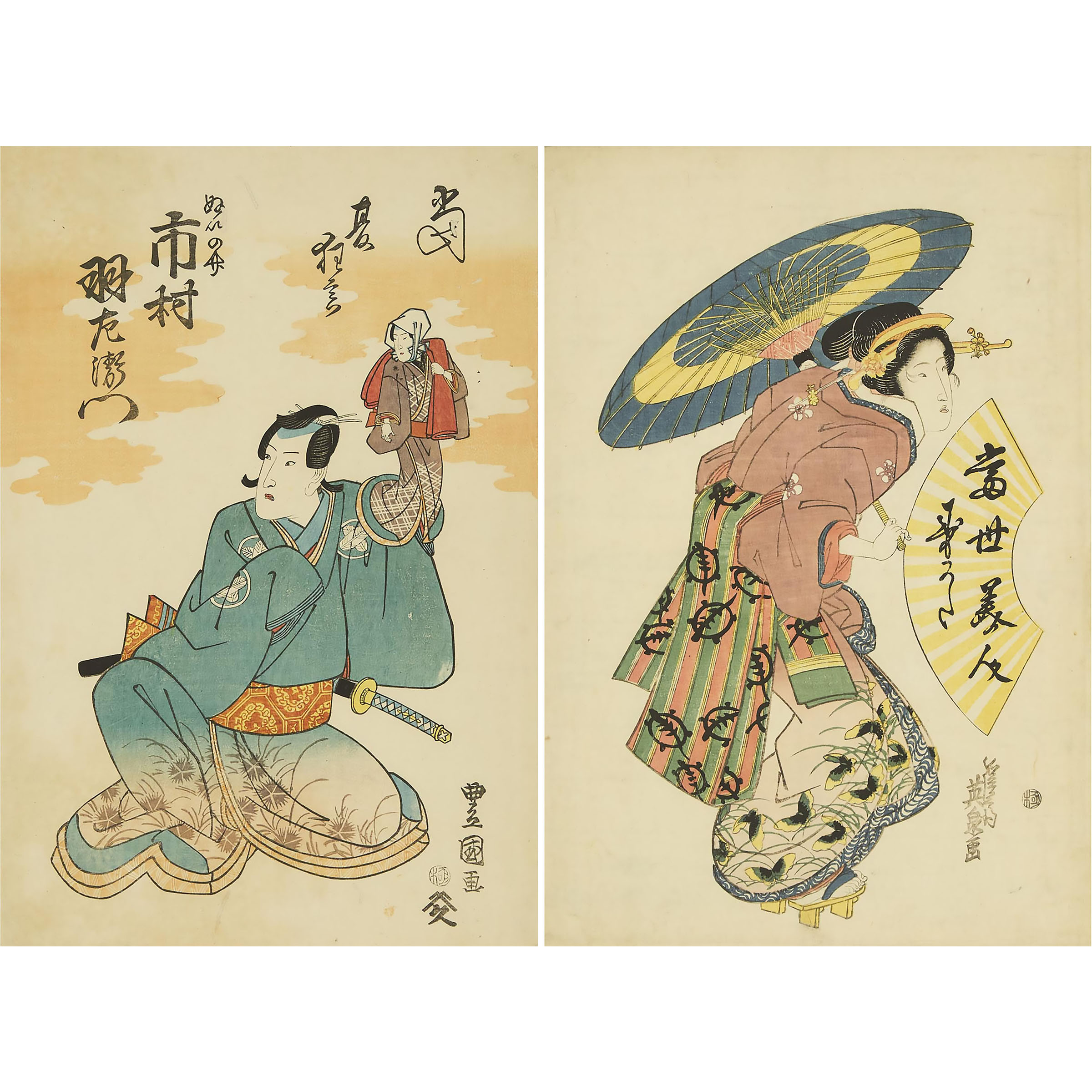 Keisai Eisen (1790-1848), Utagawa Kunisada (Toyokuni III, 1786-1865), Two...