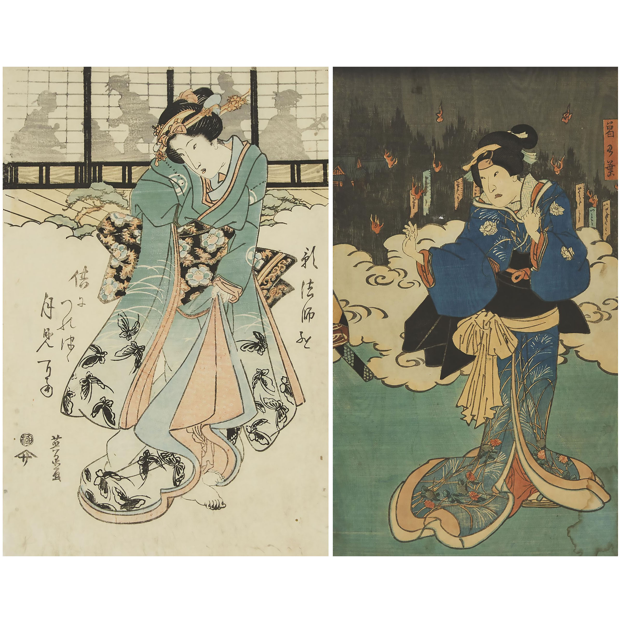 Keisai Eisen (1790-1848), A Beauty with Shadows Against a Shoji, Early 19th Century