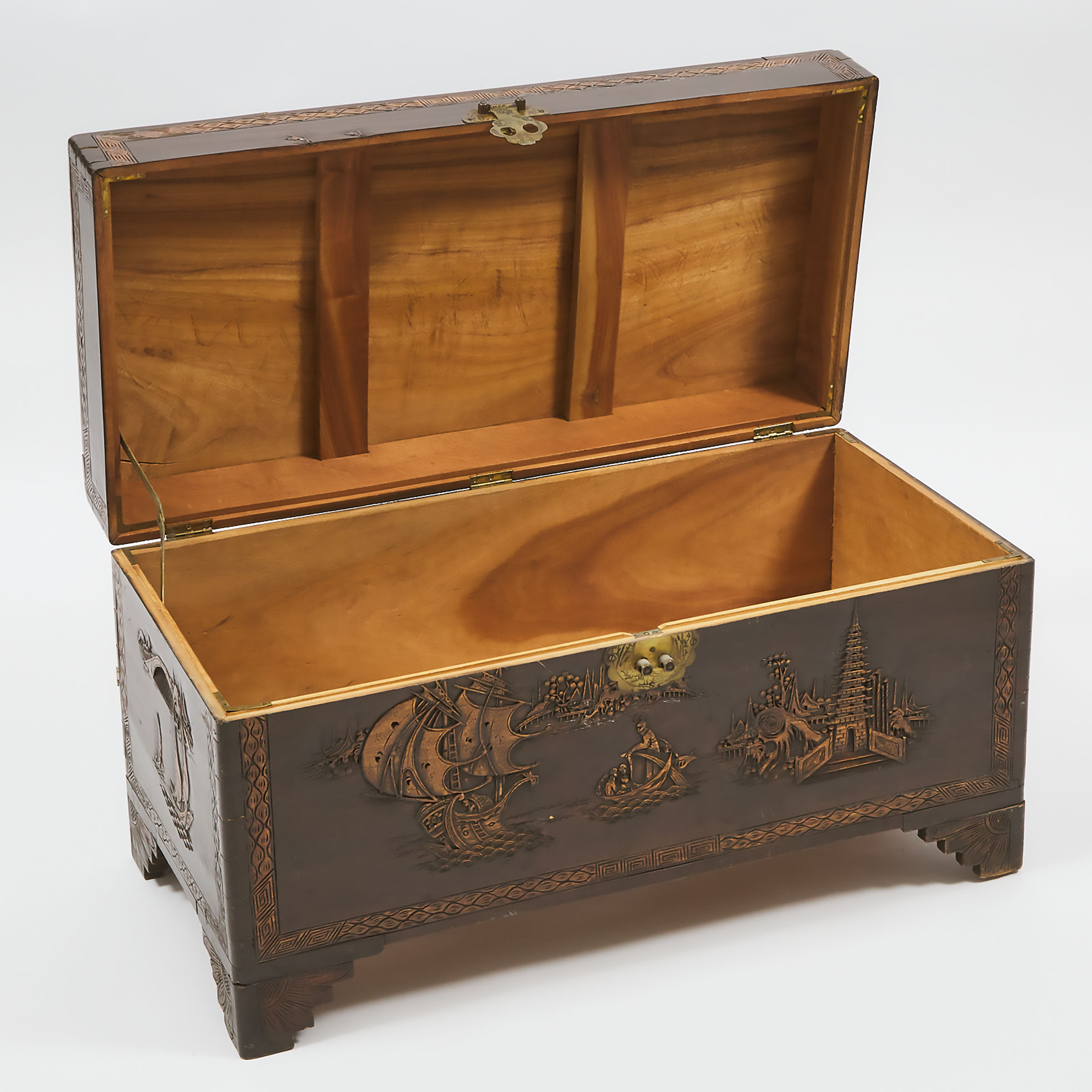 A Chinese Carved Wood Storage Chest, Early 20th Century