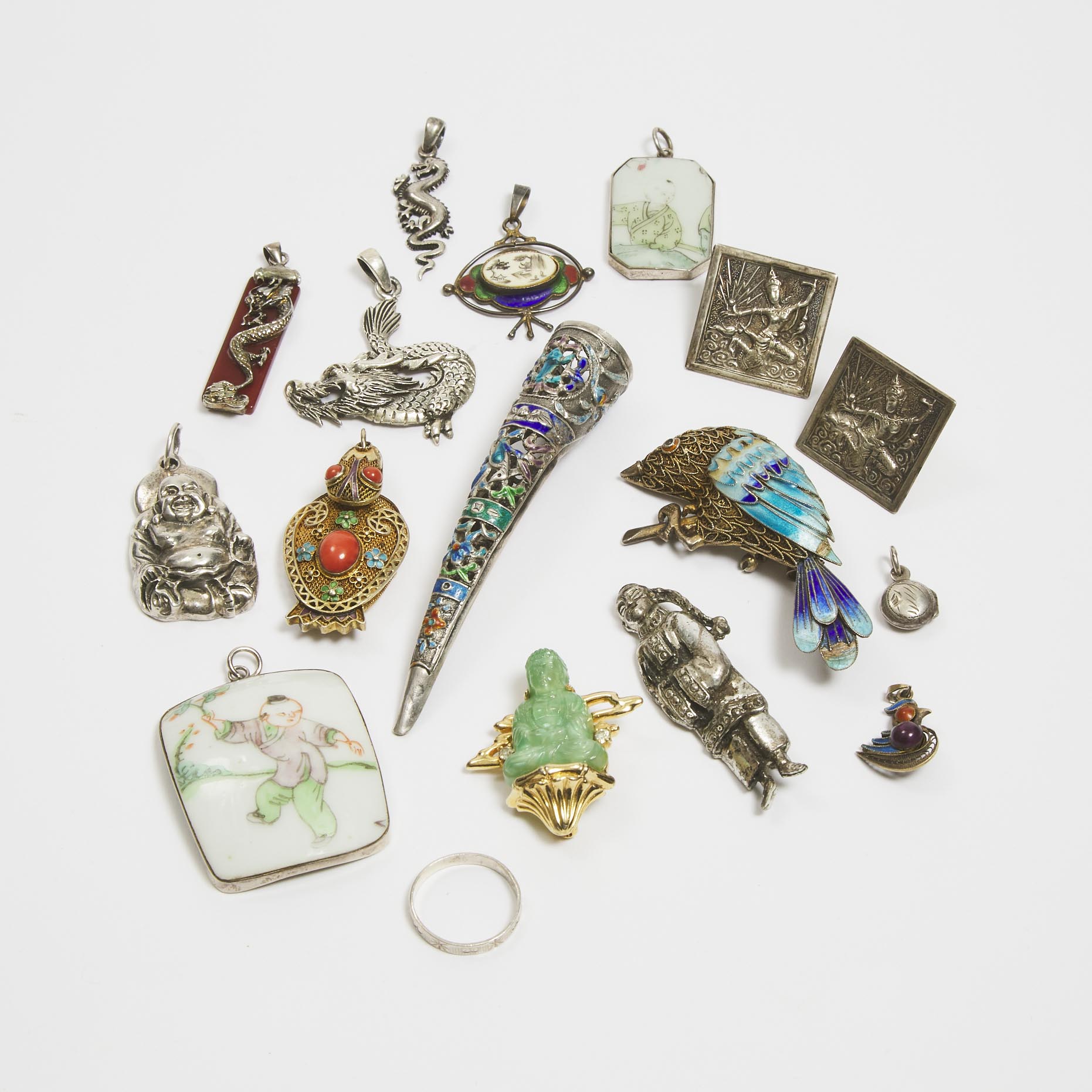 A Large Quantity of Silver, Enameled and Porcelain Jewellery, 19th/20th Century 