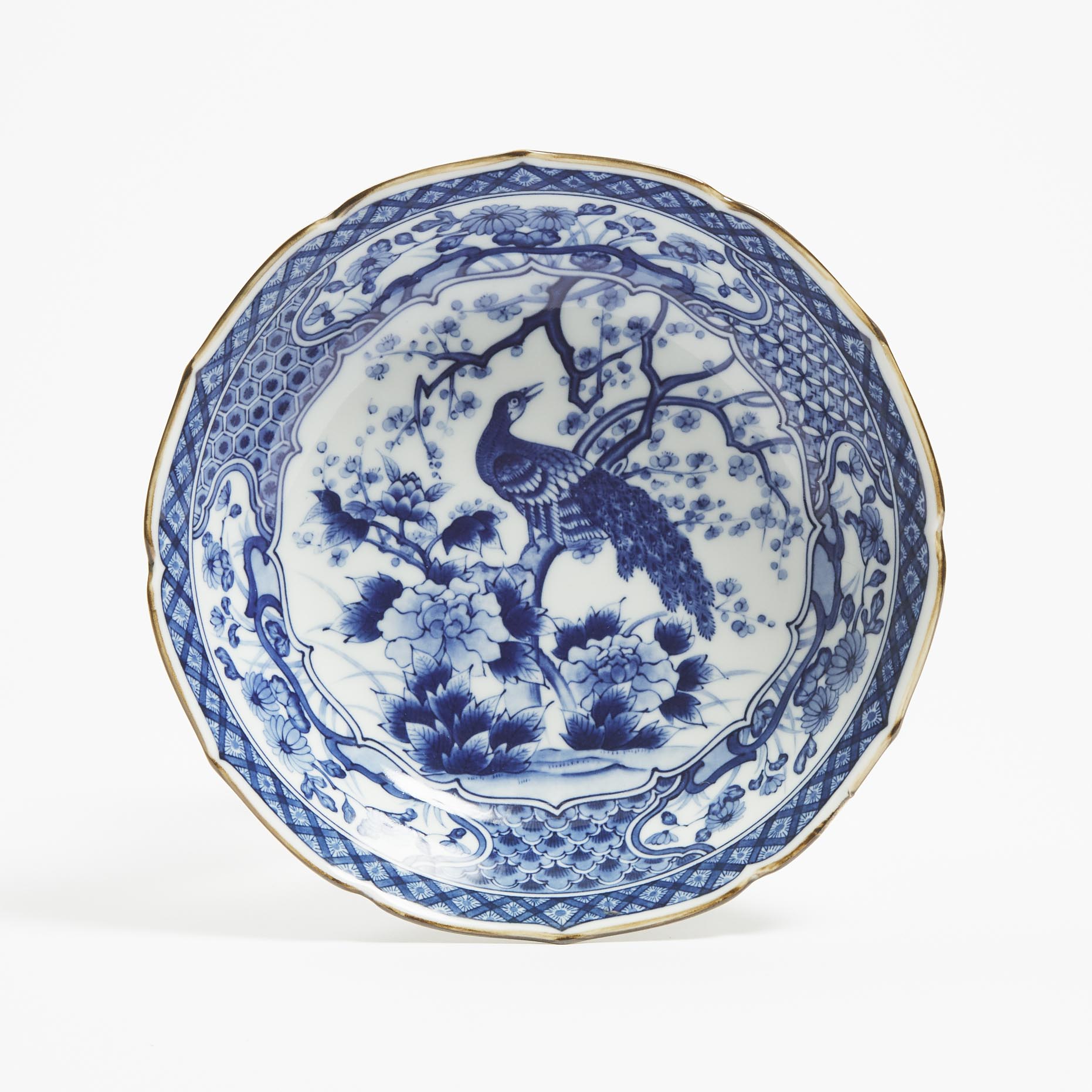 A Japanese Blue and White Sometsuke ‘Phoenix and Peony’ Charger, Genshou Mark 