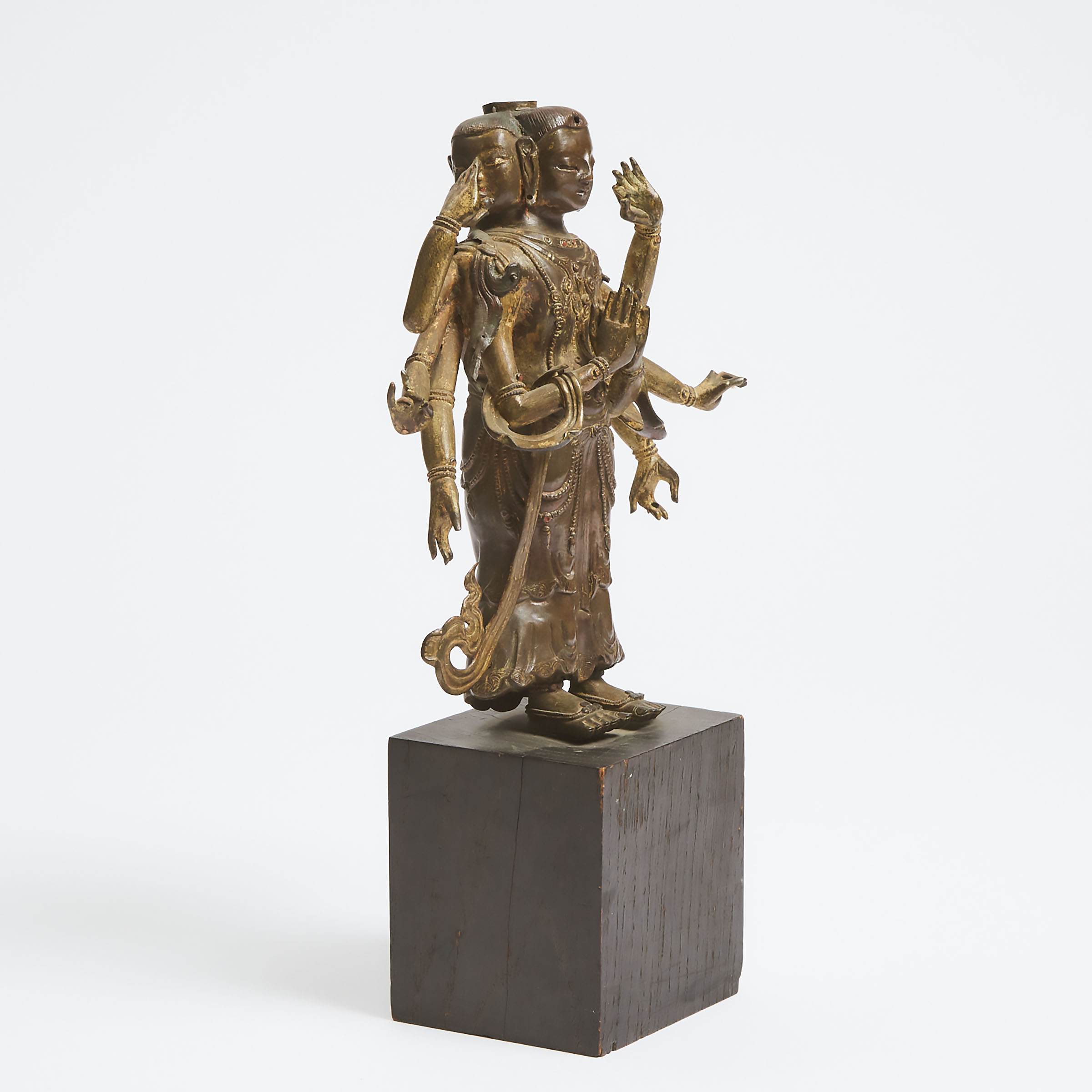 A Tibetan Gilt Bronze Standing Figure of Ushnishavijaya, 18th Century