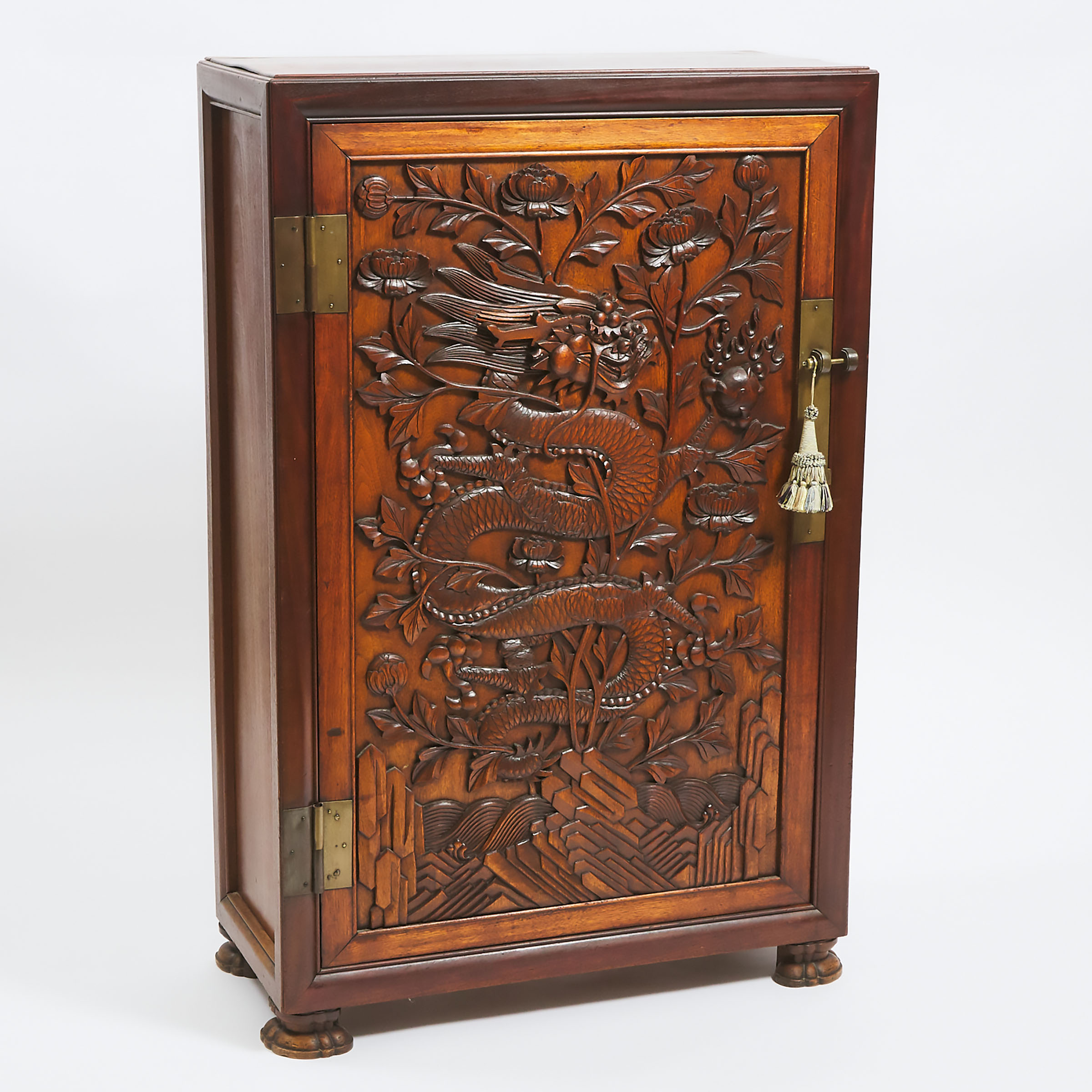 A Chinese Carved Rosewood 'Dragon' Cabinet, Early to Mid 20th Century