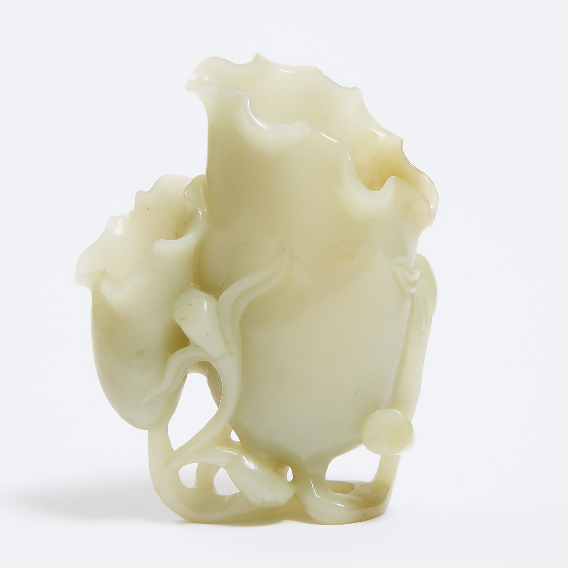 A Pale Celadon Jade 'Lotus' Vase