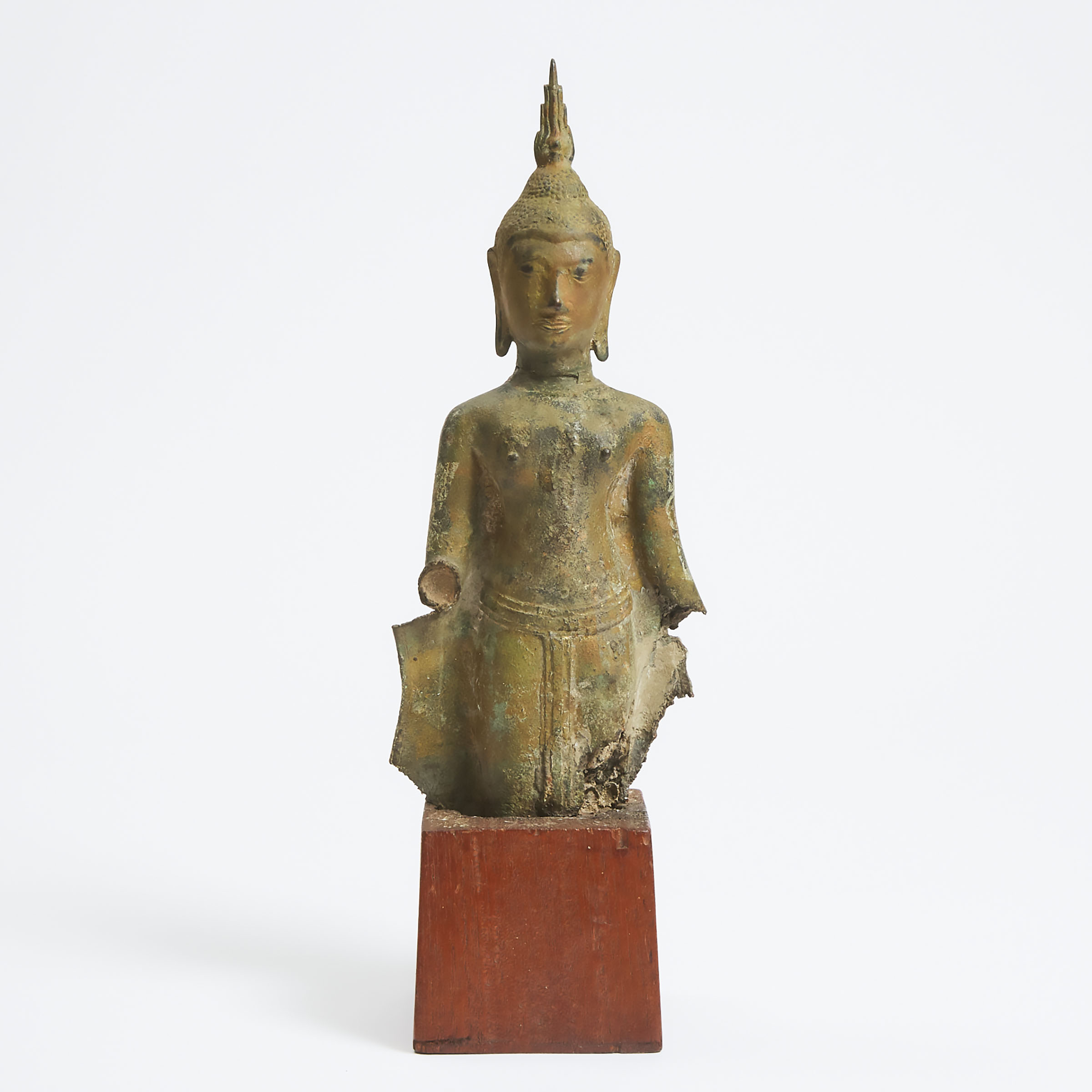 A Thai Bronze Fragmentary Figure of a Standing Buddha, 18th/19th Century