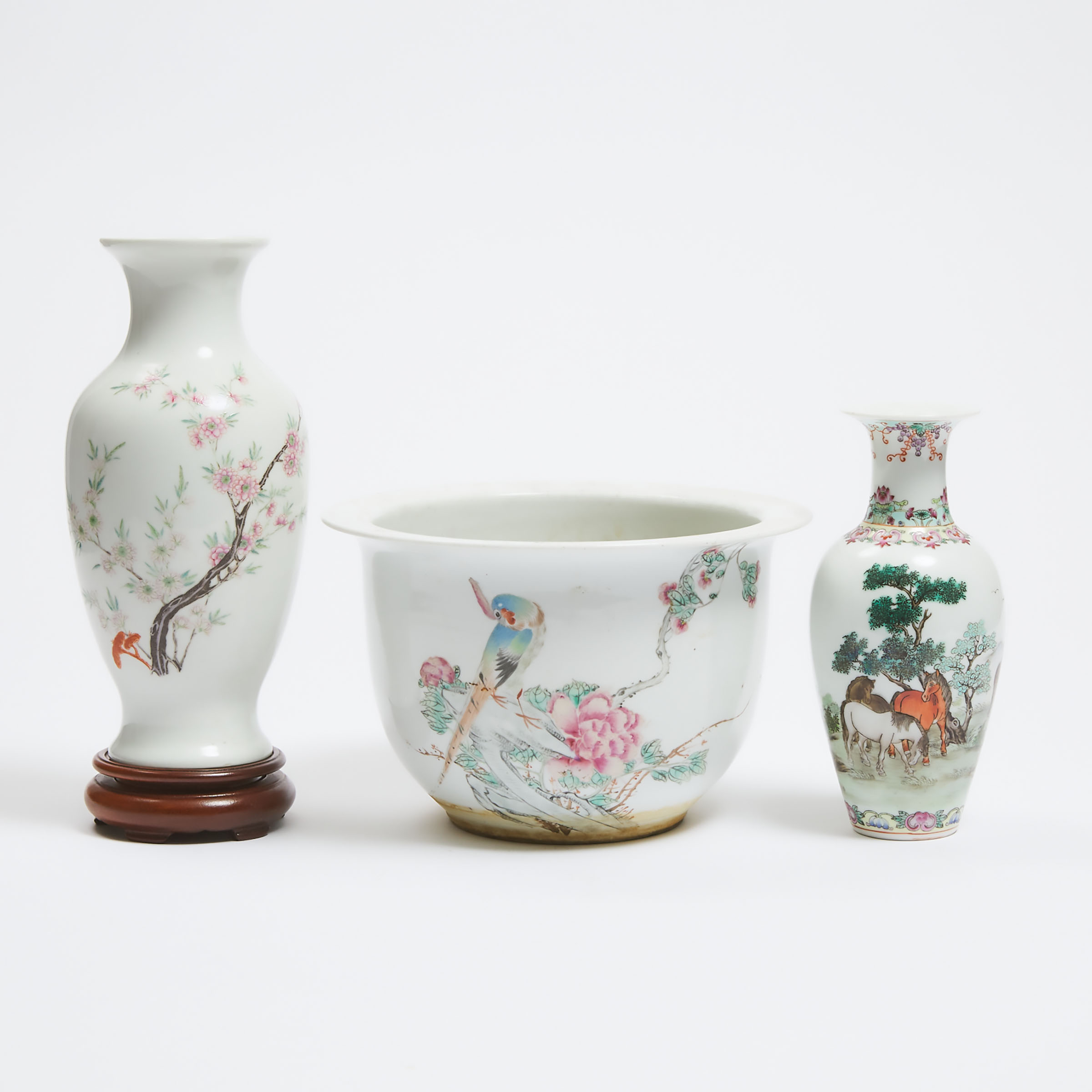 A Group of Three Famille Rose Wares, 19th Century and Later