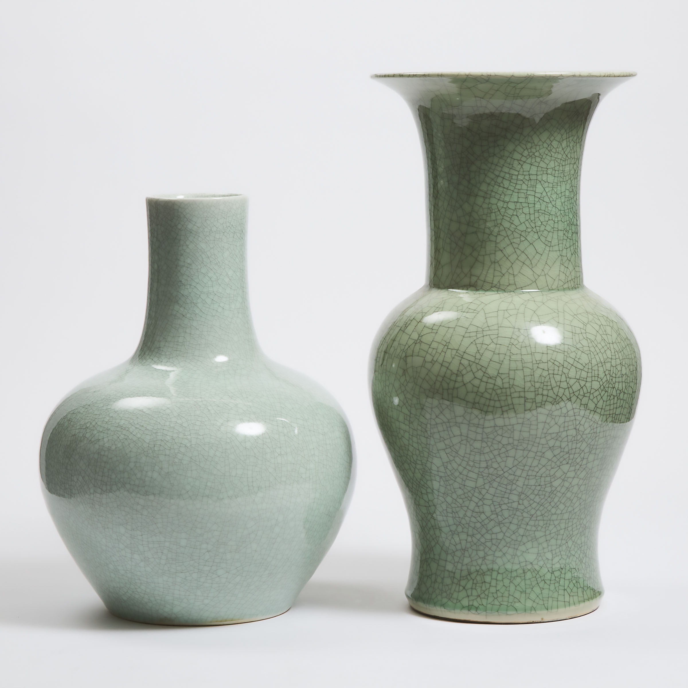 Two Large Chinese Crackled Glaze Vases, 20th Century