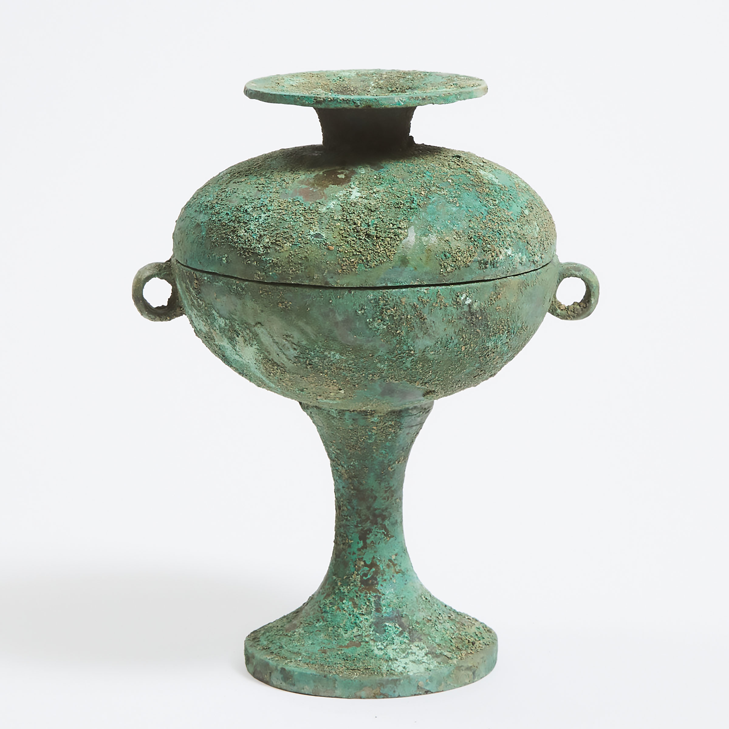 An Official Palace Museum Replica of a Bronze Ritual Food Vessel and Cover, Dou
