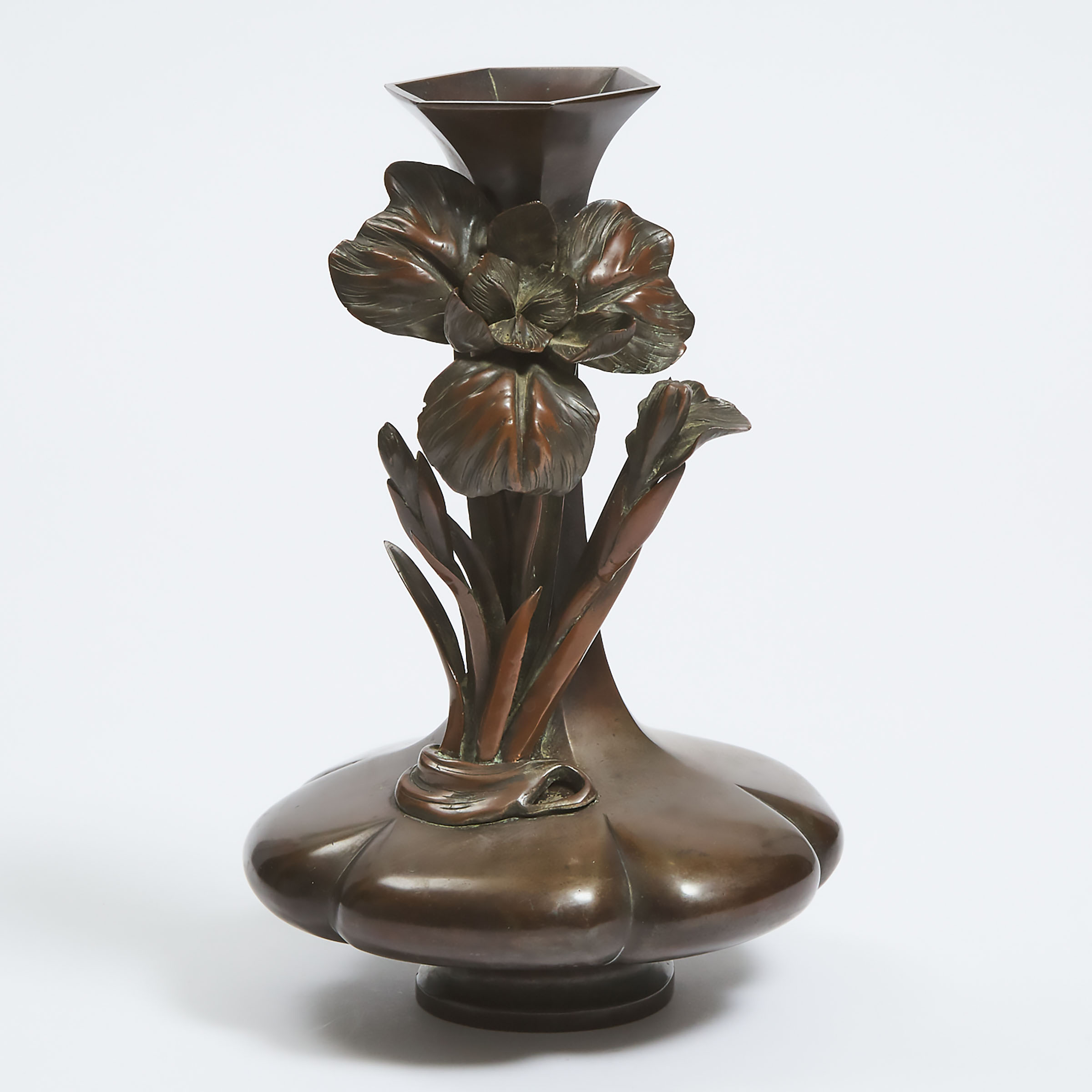 A Japanese Bronze Vase, Signed Shakko, Meiji Period