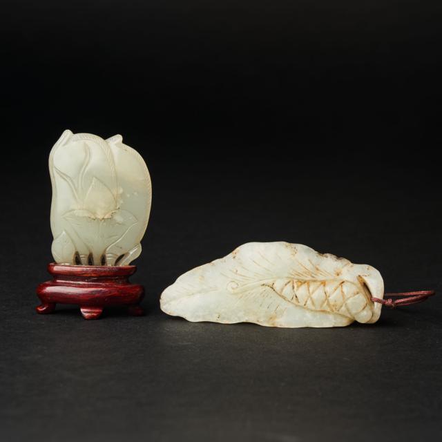 Two White Jade Carvings, Qing Dynasty, 19th Century