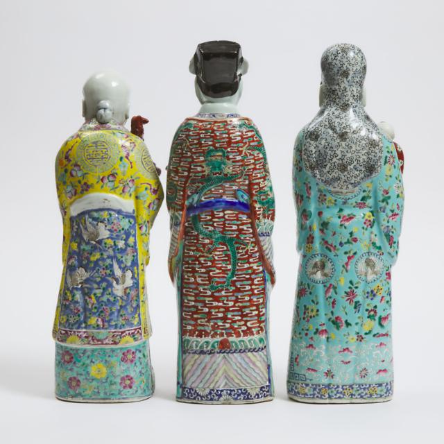 A Set of Three Famille Rose 'Fu Lu Shou' Figures, Republican Period