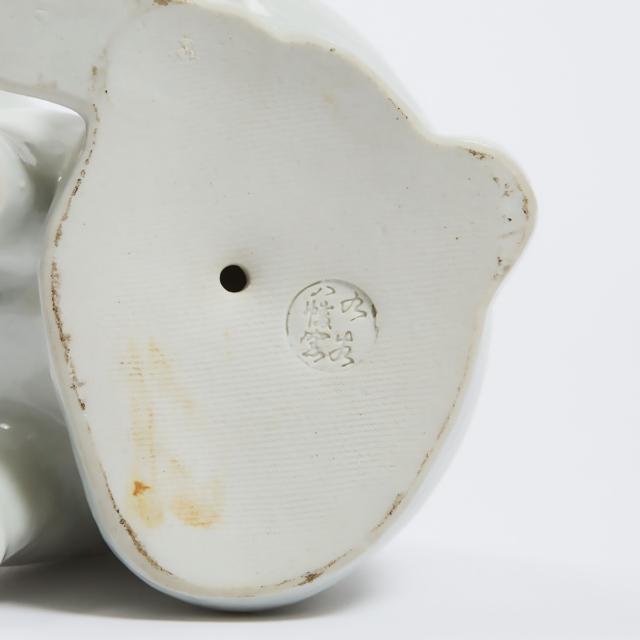 A Hirado Porcelain Model of a Puppy, Meiji Period 