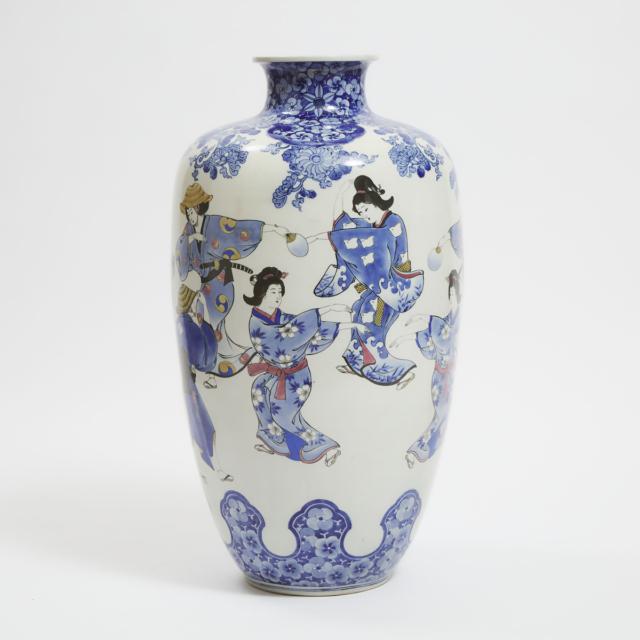 A Massive Japanese Arita Blue and White Vase, Early to Mid 20th Century