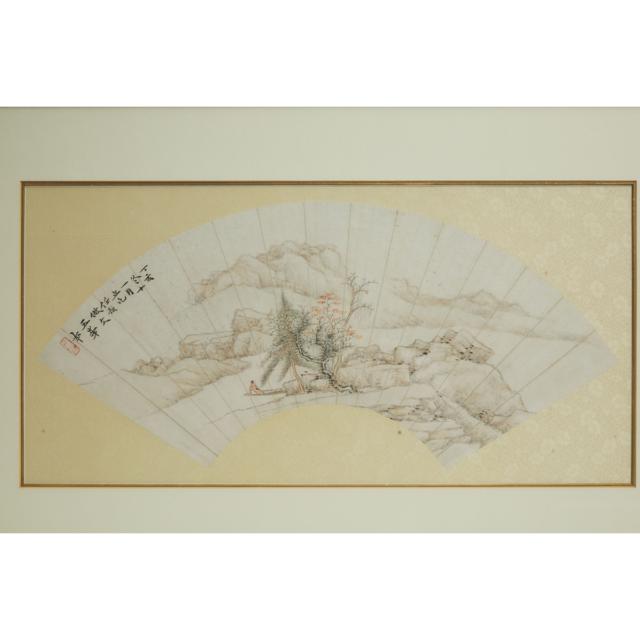 Two Chinese Fan Paintings, Late Qing Dynasty