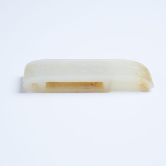 Two White Jade Scabbard Slides, Ming Dynasty