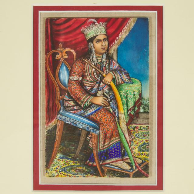 A Framed Ivory Portrait of an Indian Prince, 19th Century