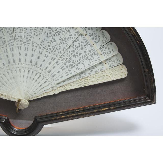 A Chinese Canton Carved and Pierced Ivory Brisé Fan, Qing Dynasty, 19th Century