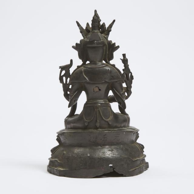 A Bronze Figure of Avalokiteshvara (Guanyin), Yuan Xiu Zao Mark, Ming Dynasty, 16th Century
