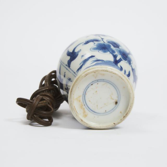 A Small Chinese Blue and White Vase Lamp, 19th Century 