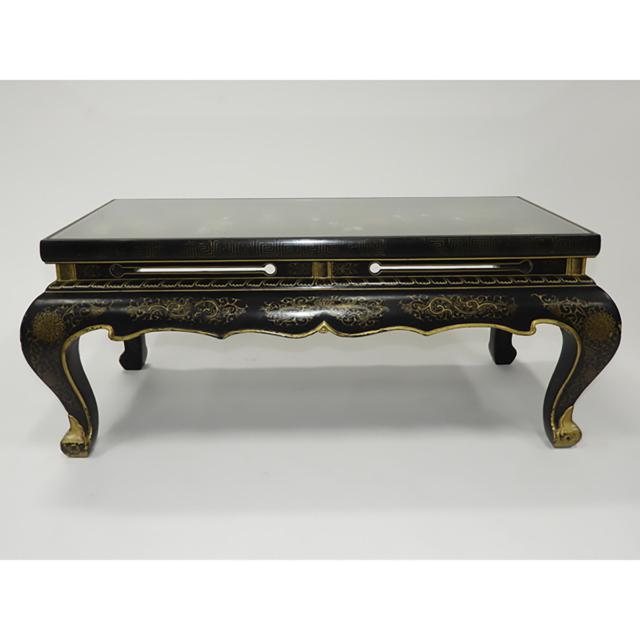 A Chinese Gilded and Lacquered Coffee Table With Glass Top, Early to Mid 20th Century