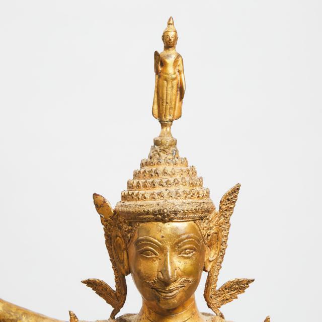 A Massive Gold-Painted Bronze Statue of Durga Riding Nandi, Thailand, 19th/20th Century