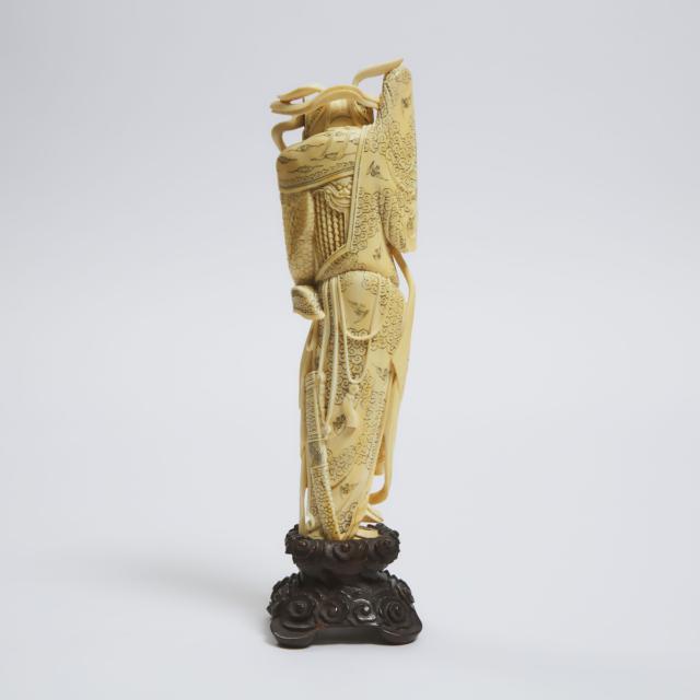 A Chinese Ivory Figure of Zhong Kui, Late 19th/Early 20th Century