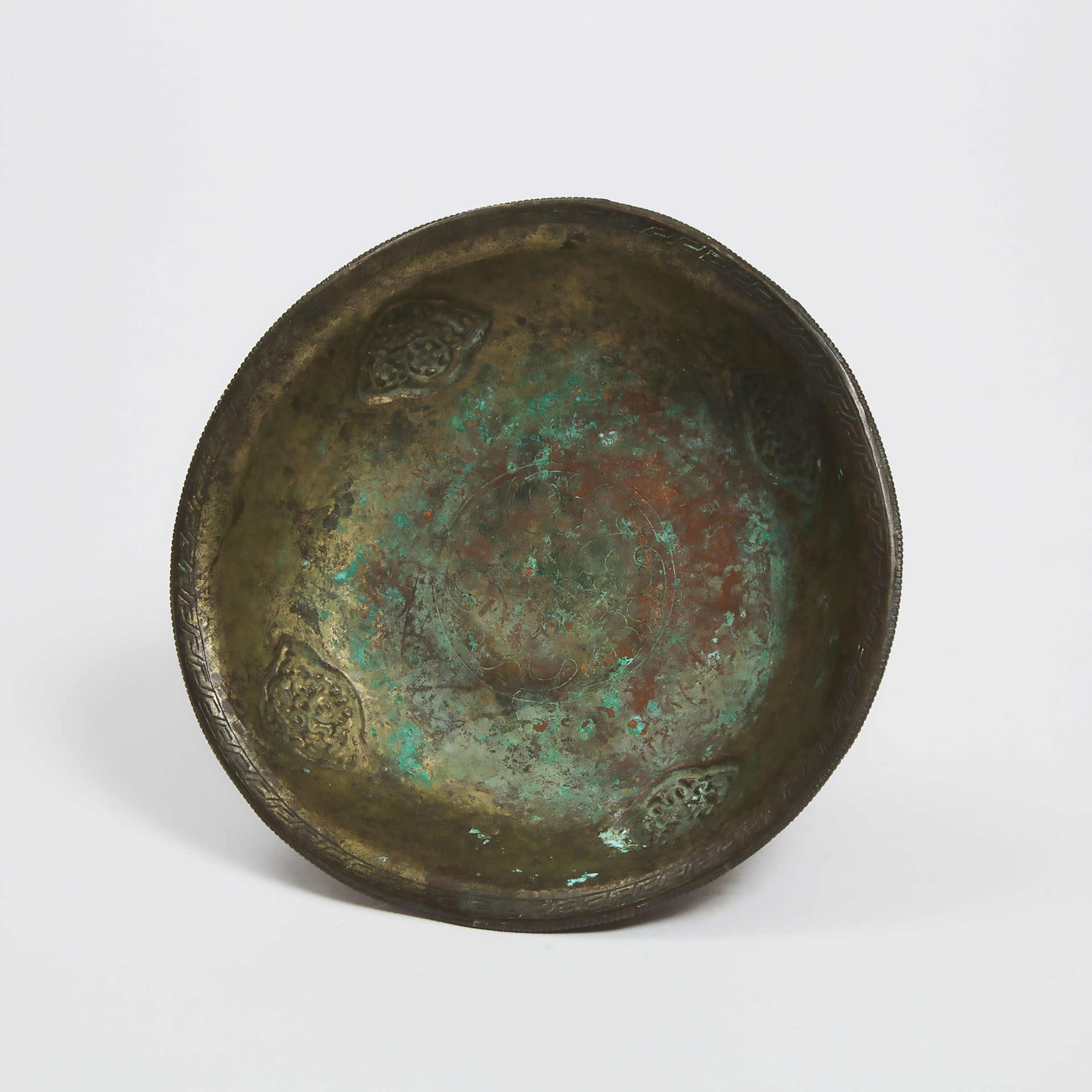 A Tibetan Copper Footed Dish, 11th Century or Later
