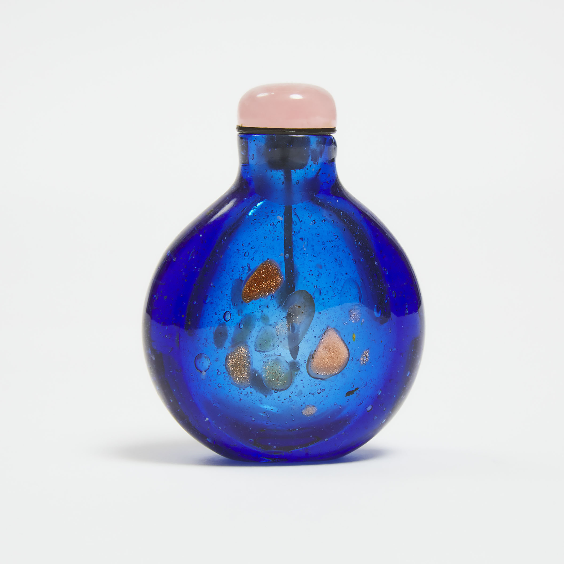 A Sapphire Blue Glass 'Aventurine-Splashed' Snuff Bottle, Qing Dynasty, Early 19th Century