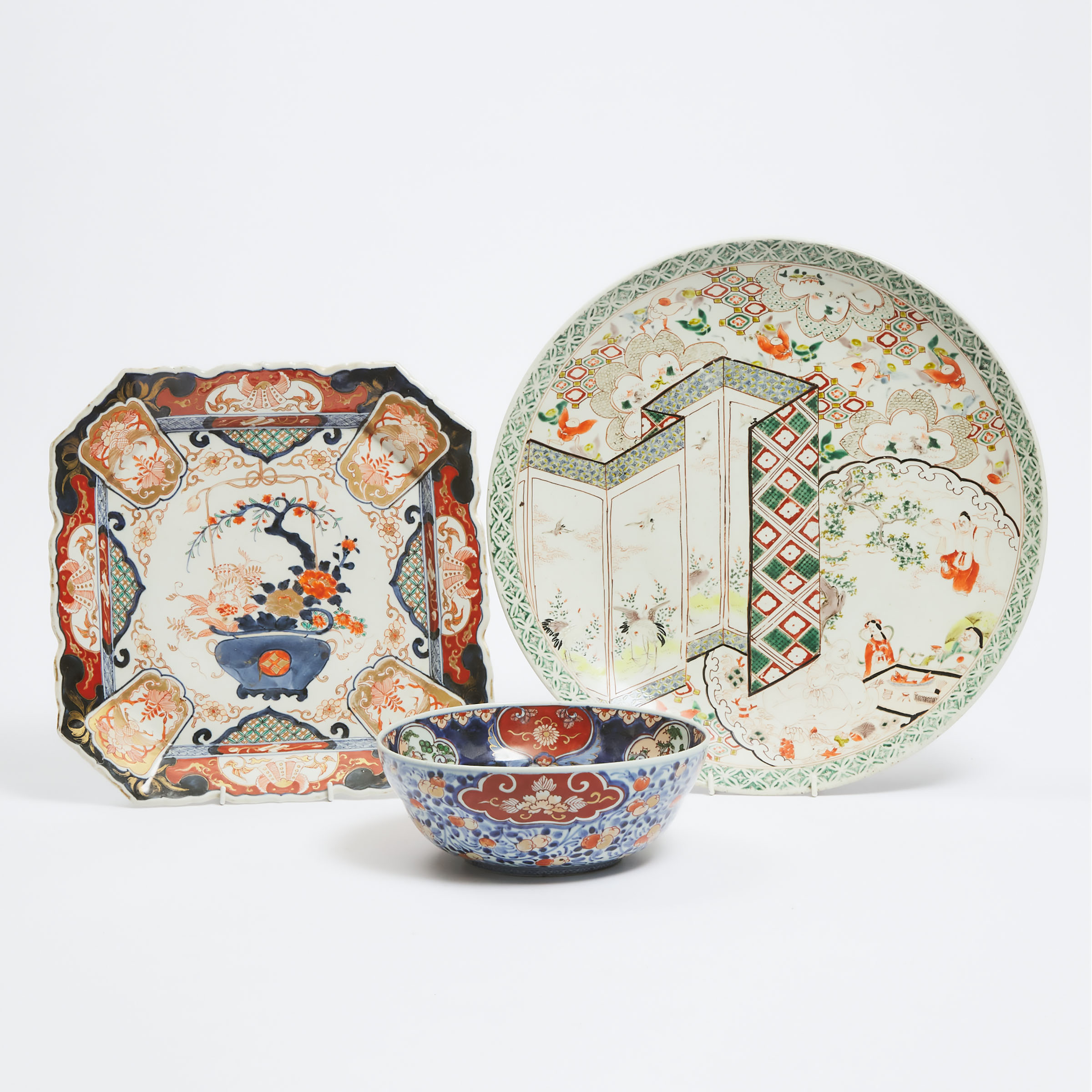A Large Arita Charger, Together With Two Imari Wares, 18th/19th Century
