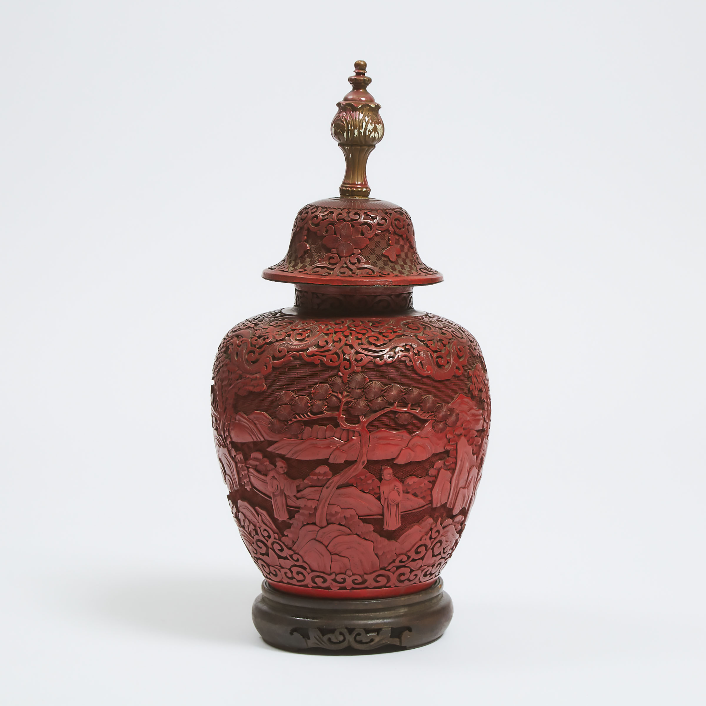 A Cinnabar Lacquer Vase and Cover, Early 19th Century