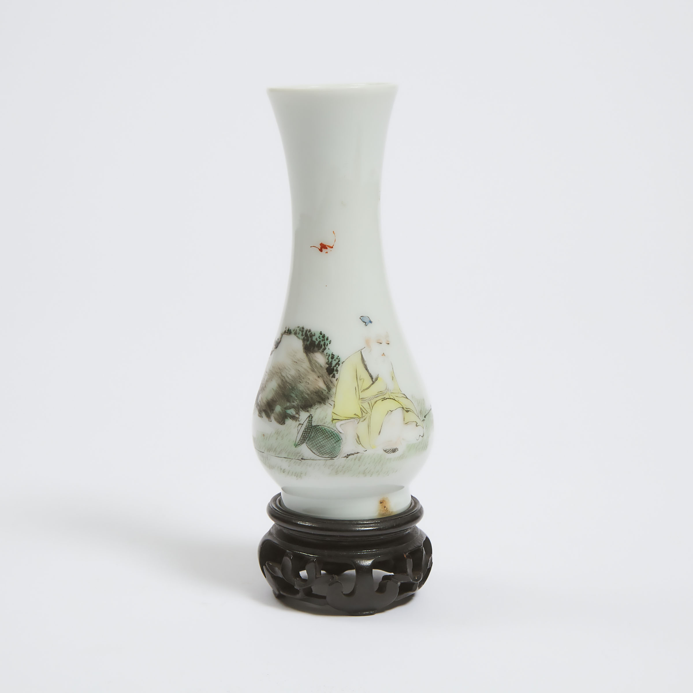 A Small Famille Rose 'Jiang Taigong' Vase, Hongxian Mark, Republican Period