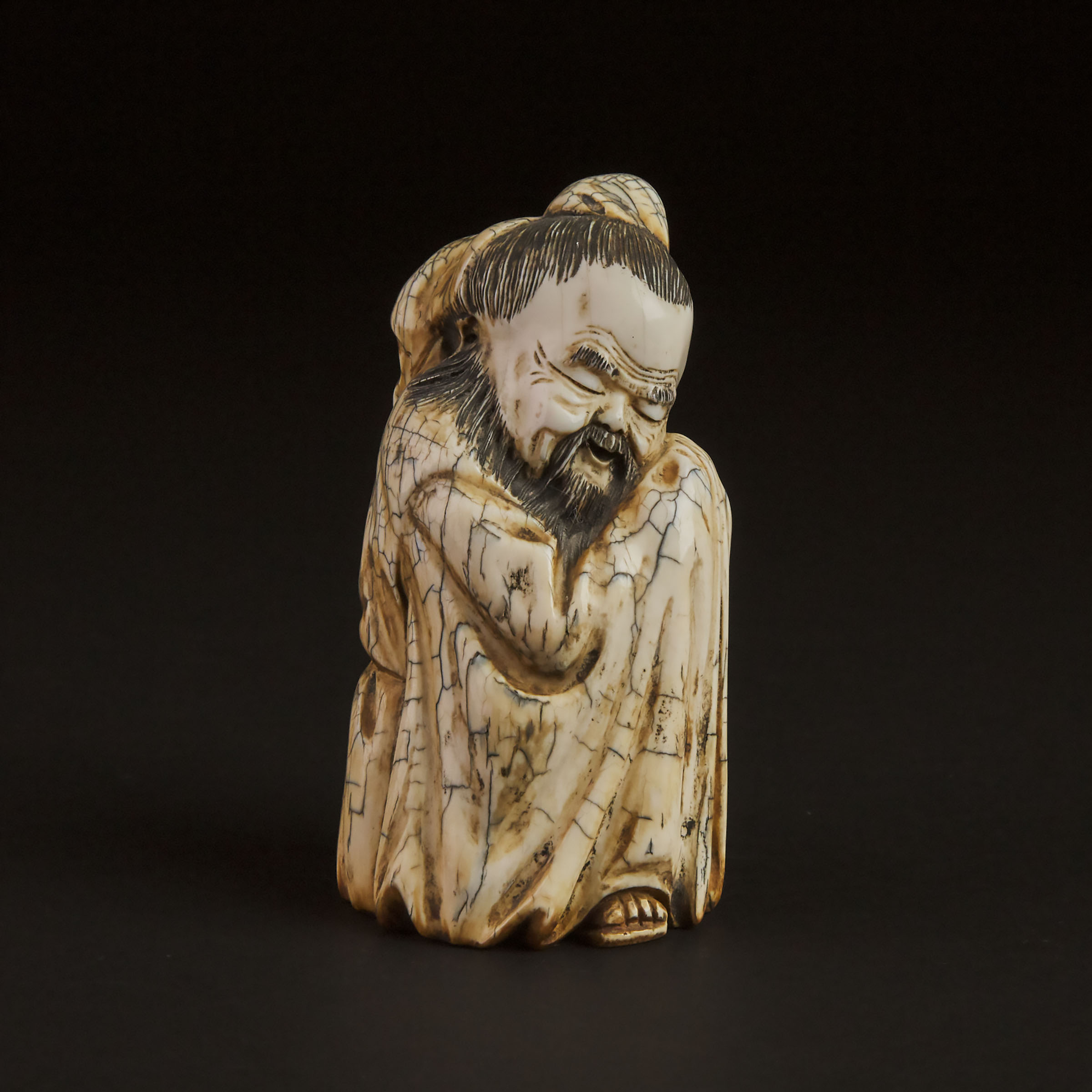 An Ivory Carving of the Drunken Poet Li Bai, Early to Mid 20th Century