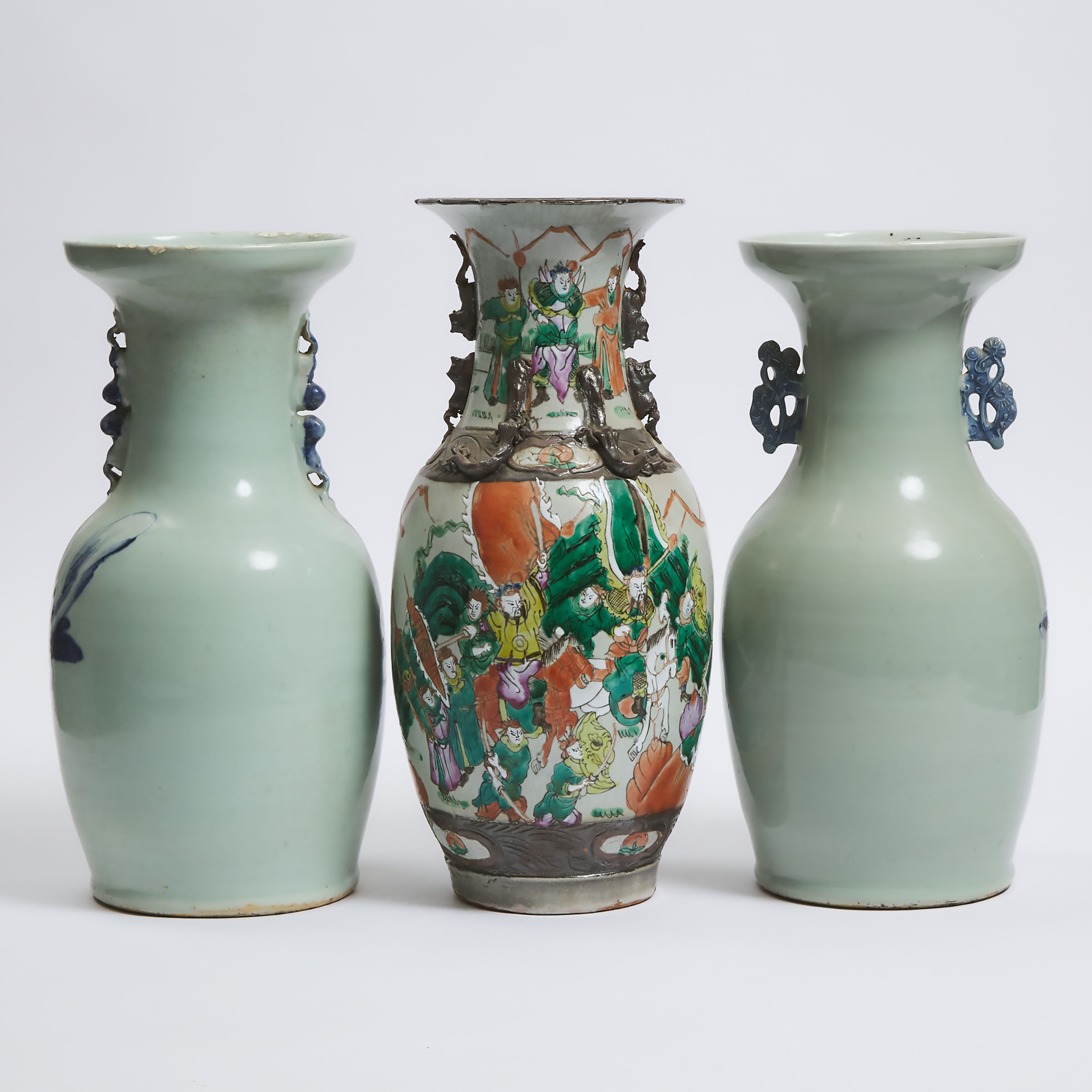 A Group of Three Chinese Baluster Vases, 19th Century
