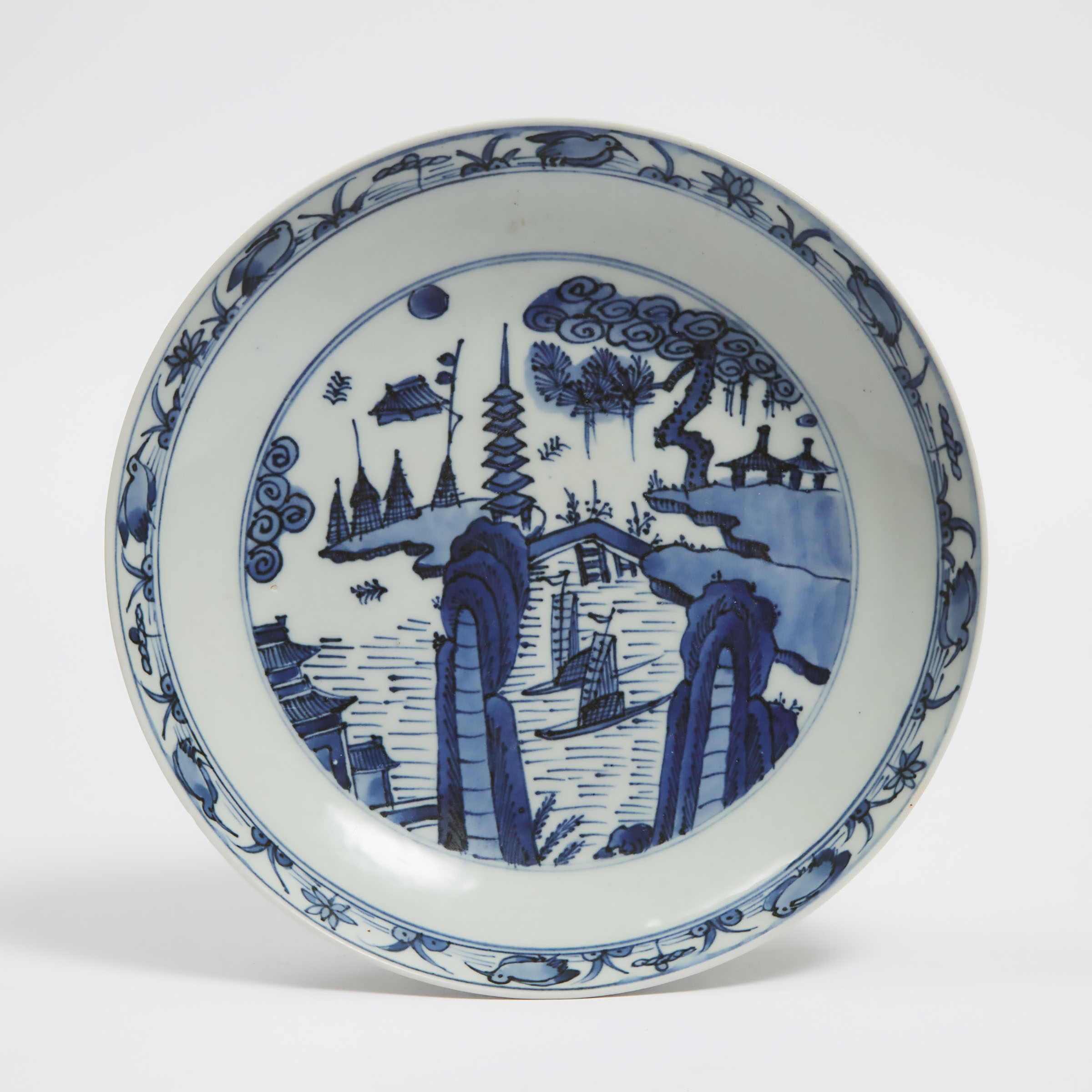 A Blue and White 'Landscape' Plate 