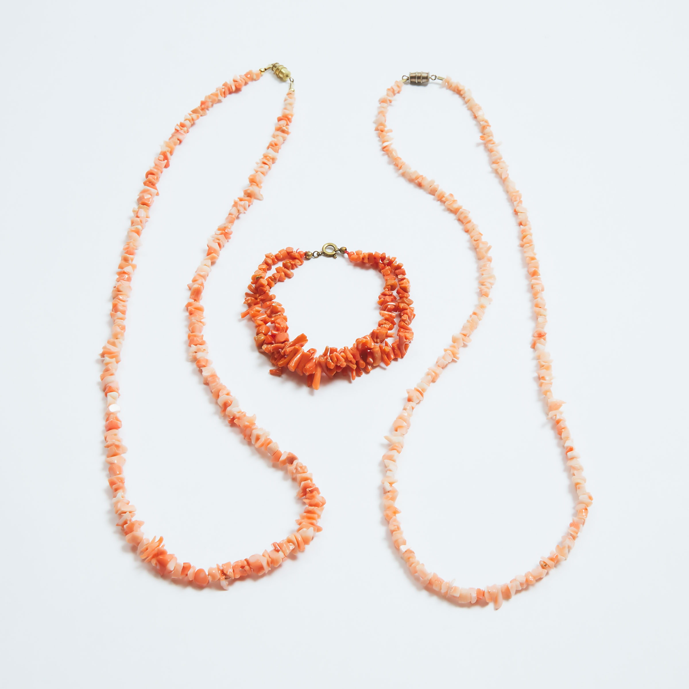 Three Strands of Natural Coral Jewellery 