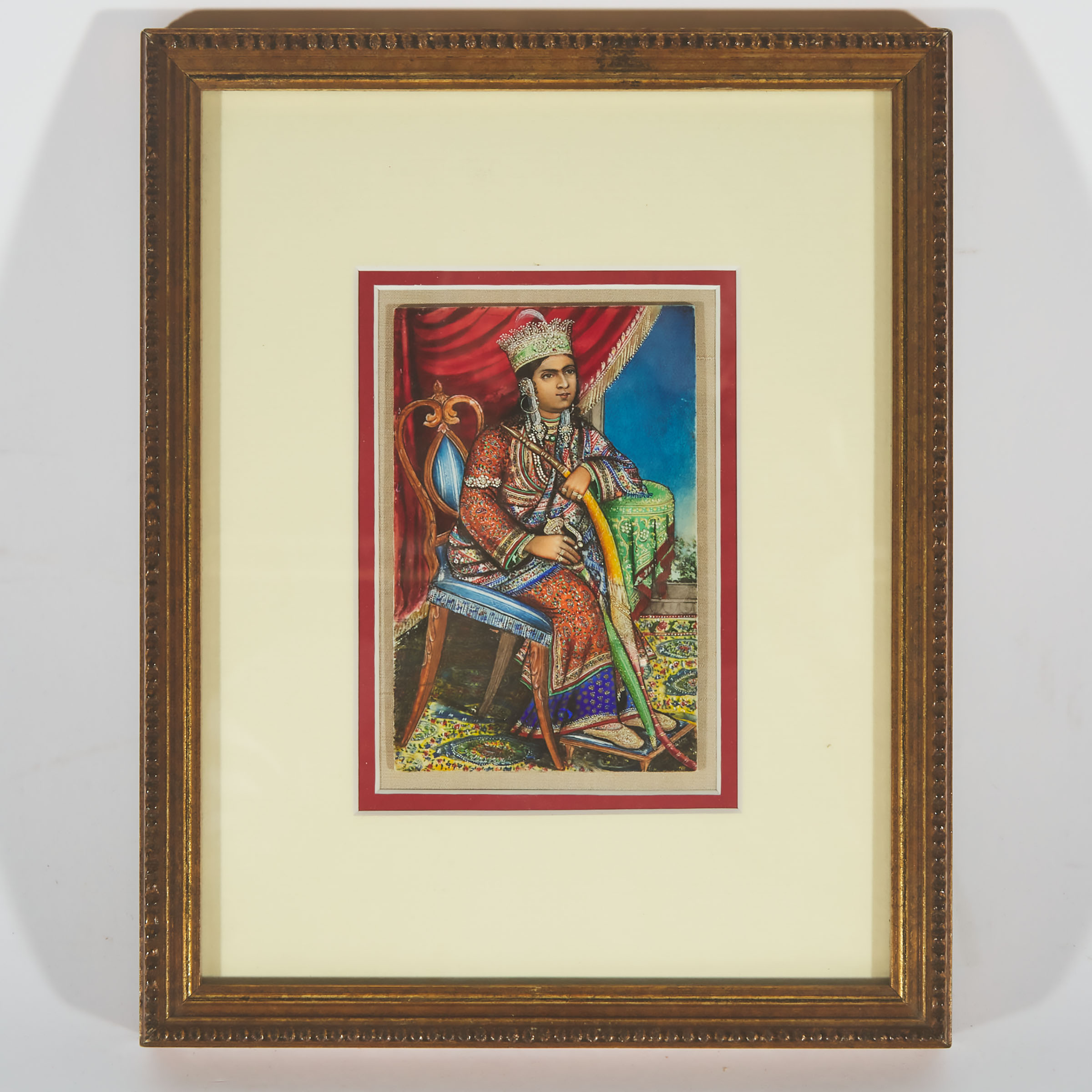 A Framed Ivory Portrait of an Indian Prince, 19th Century