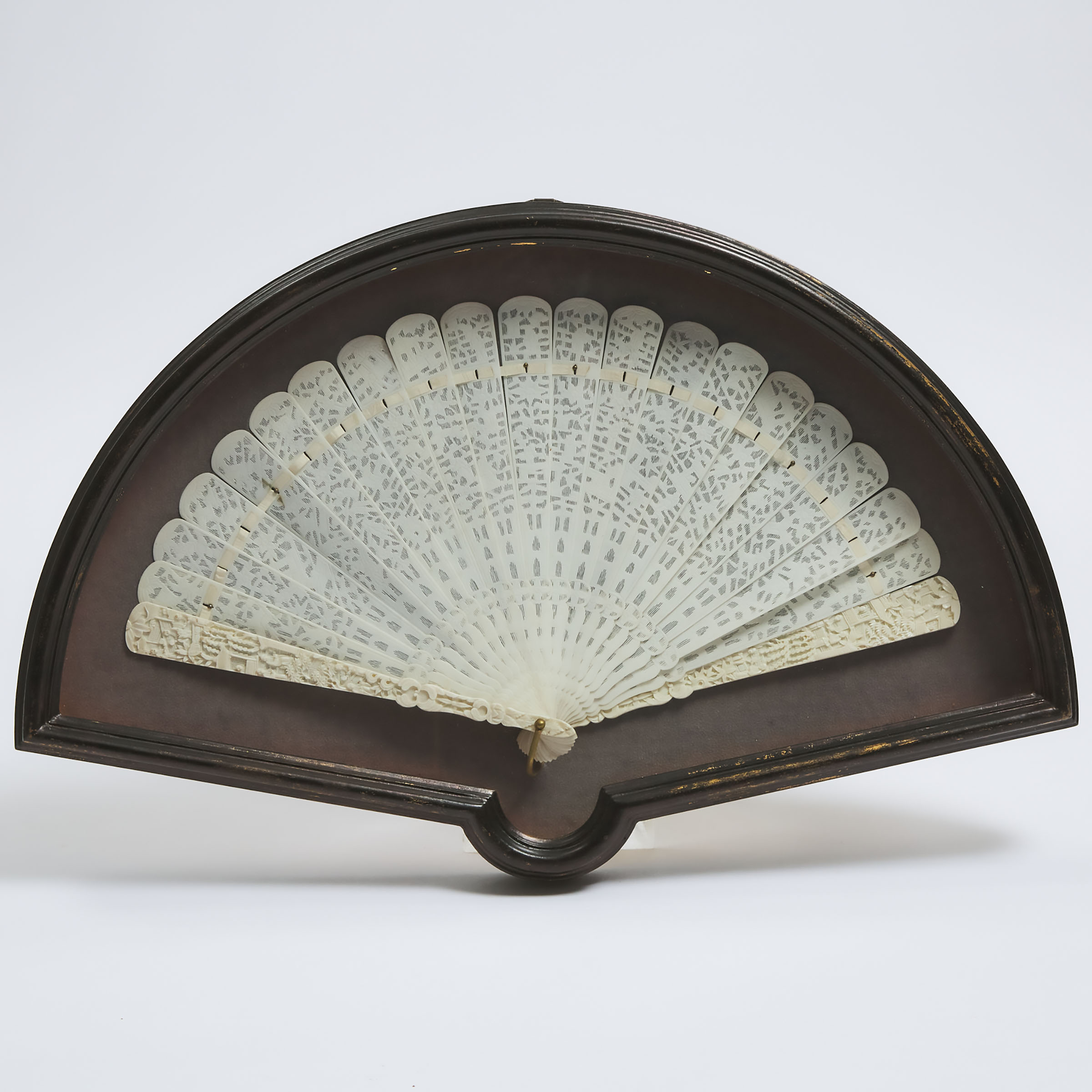 A Chinese Canton Carved and Pierced Ivory Brisé Fan, Qing Dynasty, 19th Century
