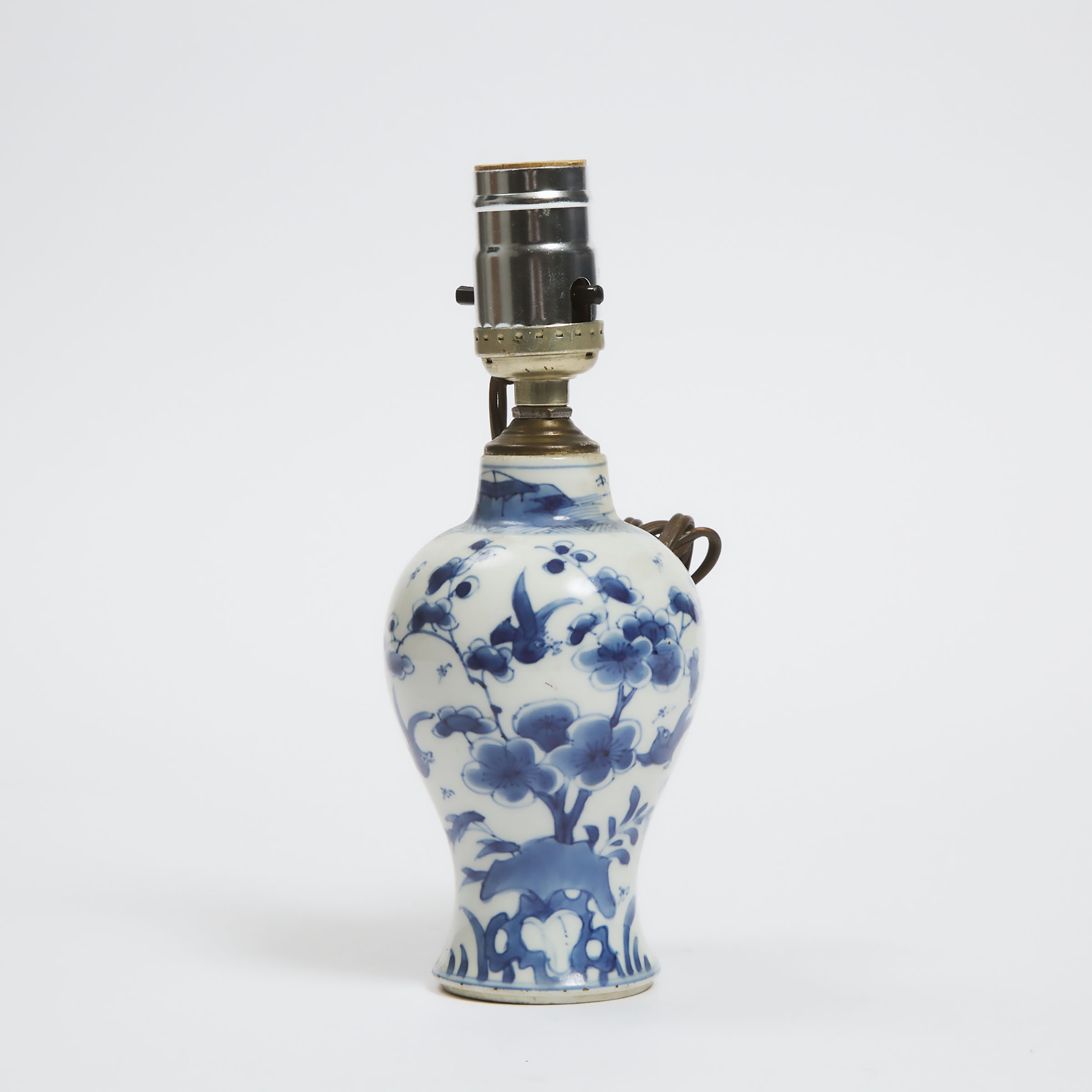 A Small Chinese Blue and White Vase Lamp, 19th Century 