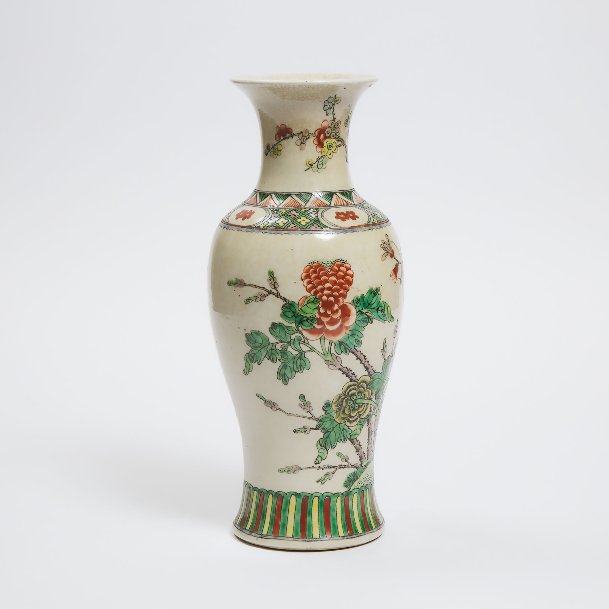 A Chinese Polychrome Enameled Crackled Glaze Vase, 19th/20th Century