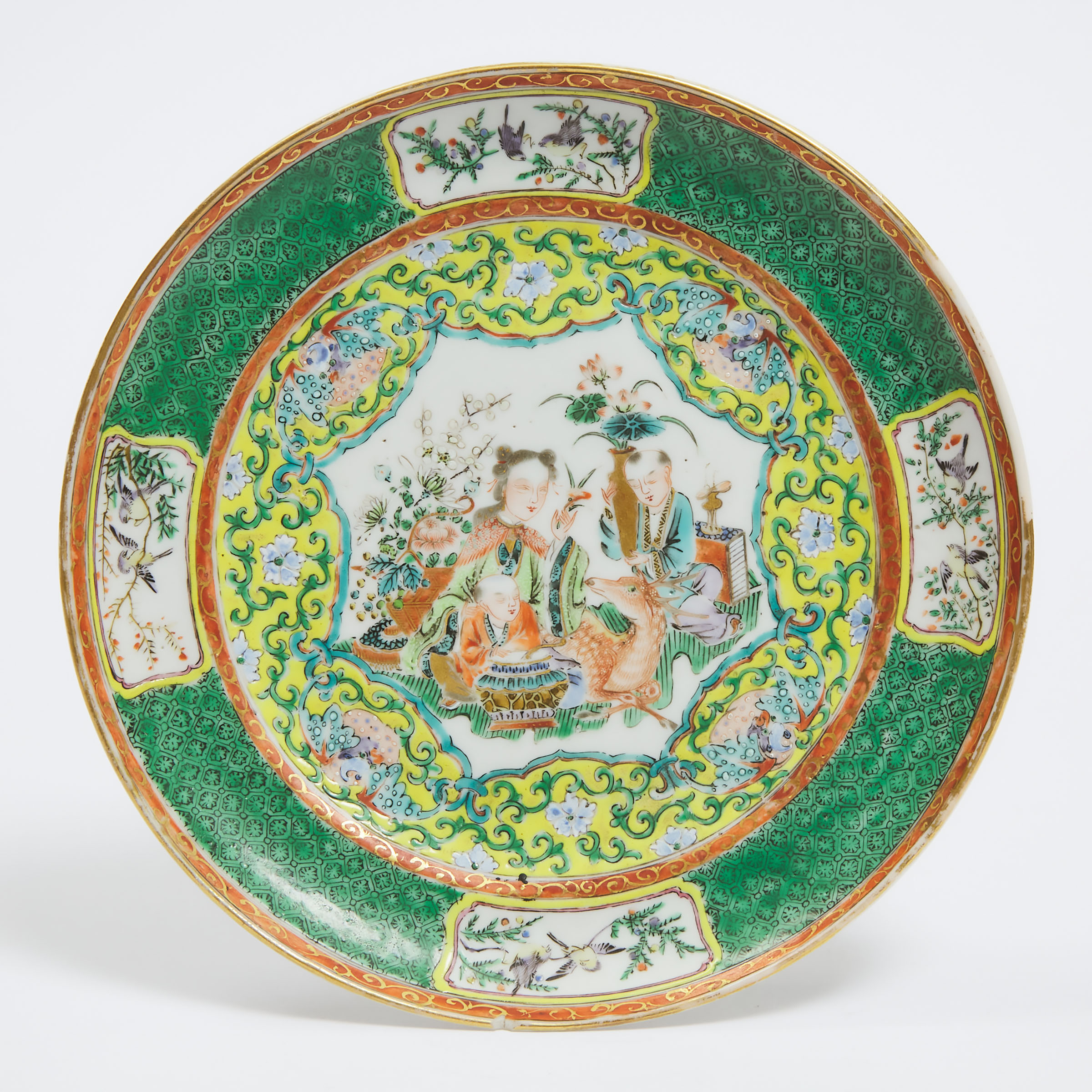 A Famille Verte 'Magu and Entourage' Dish, Qing Dynasty, 19th Century