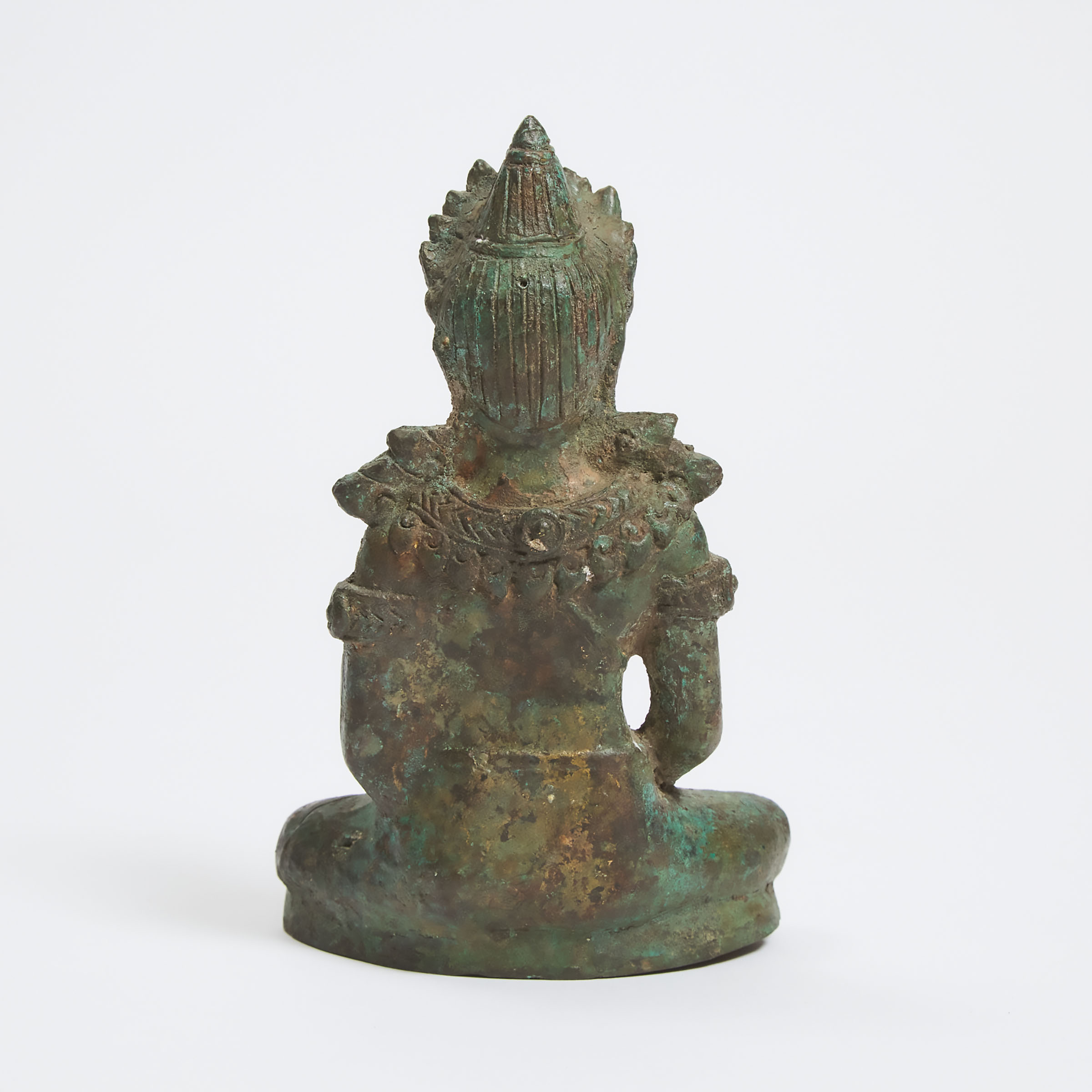 A Bronze Seated Figure of Buddha, Cambodia, 14th Century