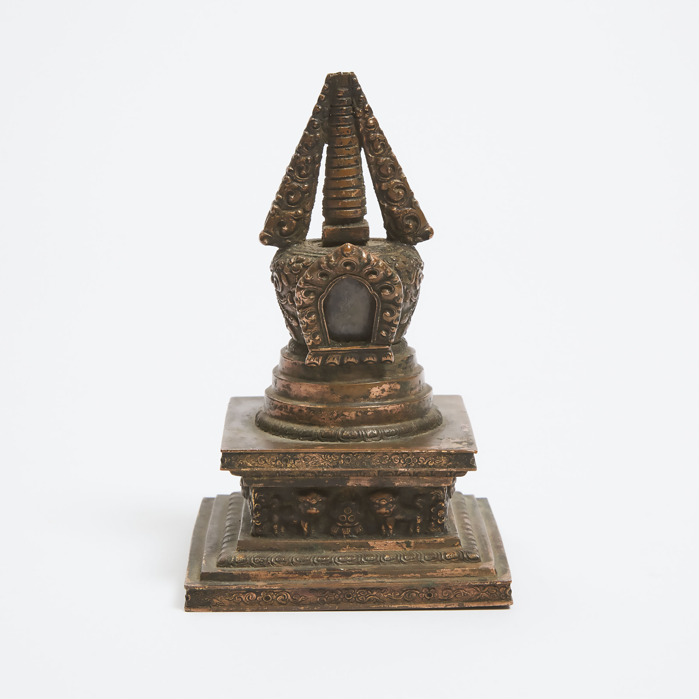 A Mongolian Gilt Bronze Stupa, 19th Century