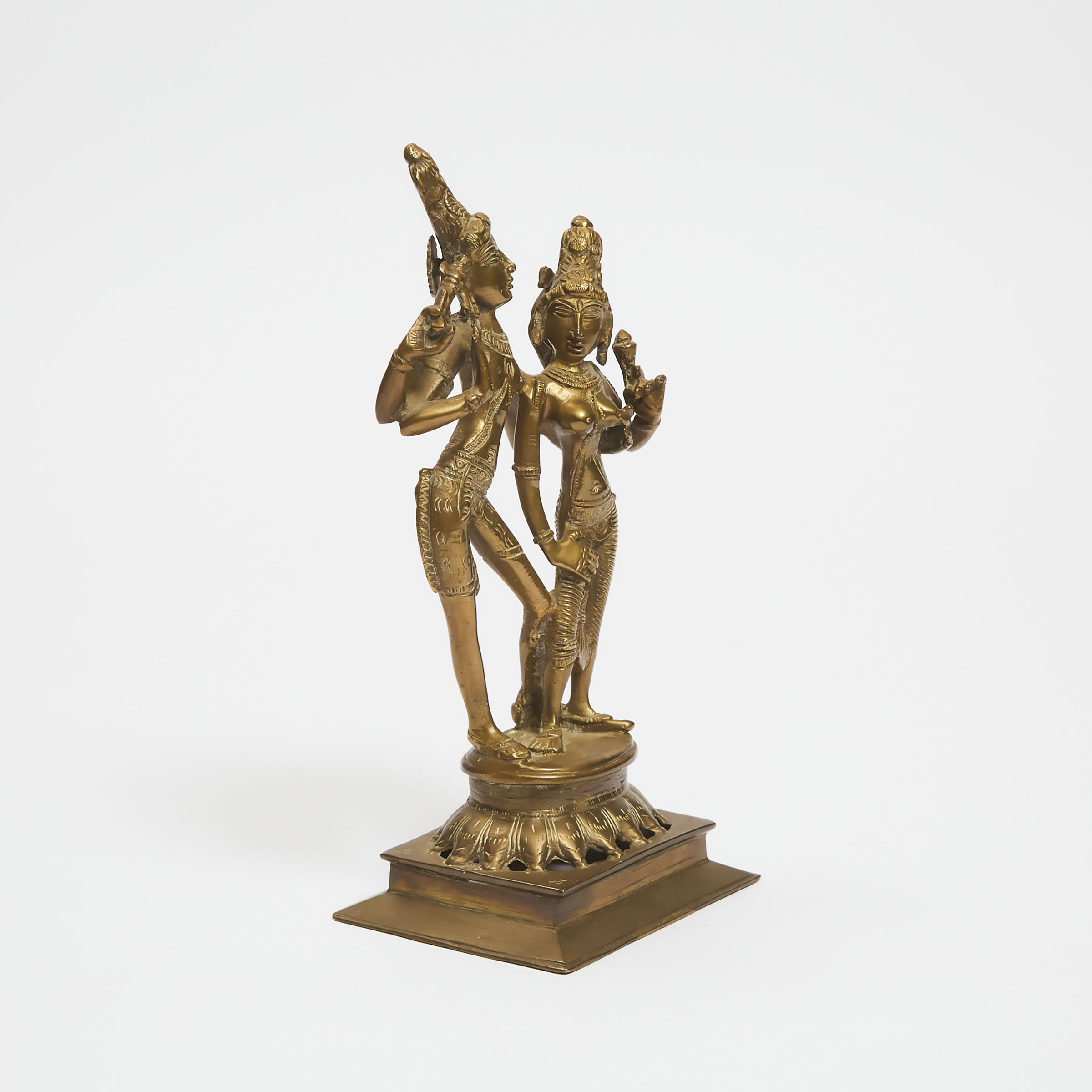 An Indian Bronze Figure of Shiva and Parvati, 20th Century