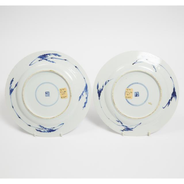 A Pair of Chinese Export Blue and White 'Floral' Dishes, Kangxi Period (1662-1722)