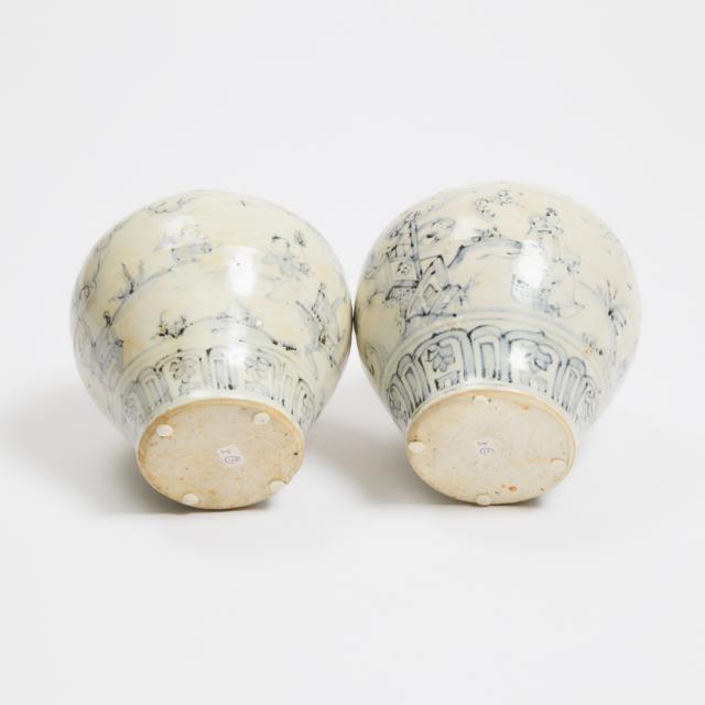 A Pair of Blue and White 'Boys' Jars, Ming Dynasty, 15th/16th Century