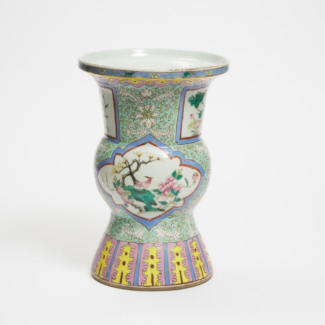A Famille Rose Beaker Vase, Qing Dynasty, 19th Century