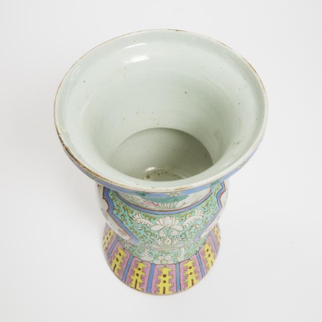 A Famille Rose Beaker Vase, Qing Dynasty, 19th Century