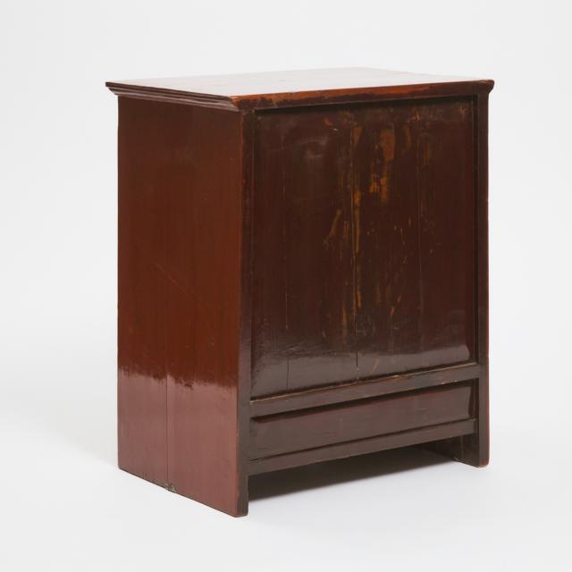A Small Chinese Red Lacquered Cabinet, 19th Century
